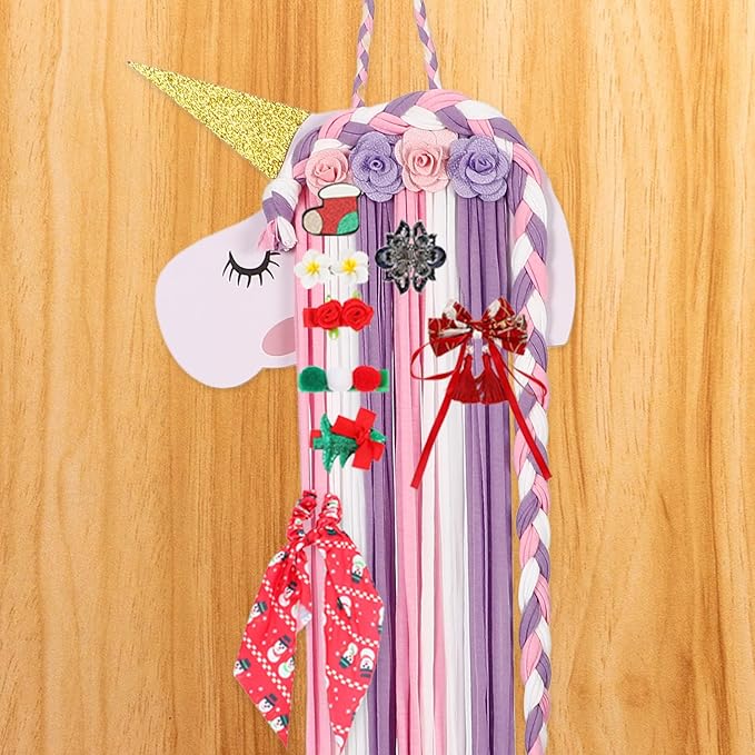 Unicorn Hairbow Holder and Hairclip Hanger - Hair Clips Headband Organizer Wall Hanging Decor