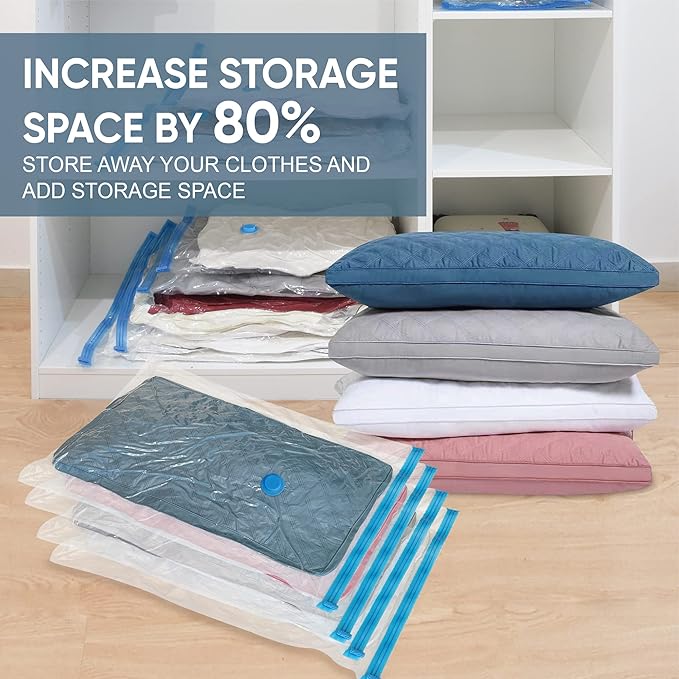 10 Pack Vacuum Storage Bags, 5 Jumbo and 5 Large Compression Space Saver, Vacuum Seal Bags for Clothes, Clothing, Comfoters, Pillows, Blanket, Bedding