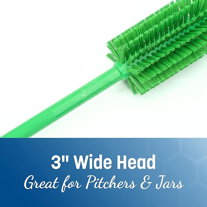 SPARTA Scrub Brush Bottle Brush, Dishwasher Safe Brush with Hanging Hole for Cleaning, Plastic, 16 Inches, Lime, (Pack of 4)