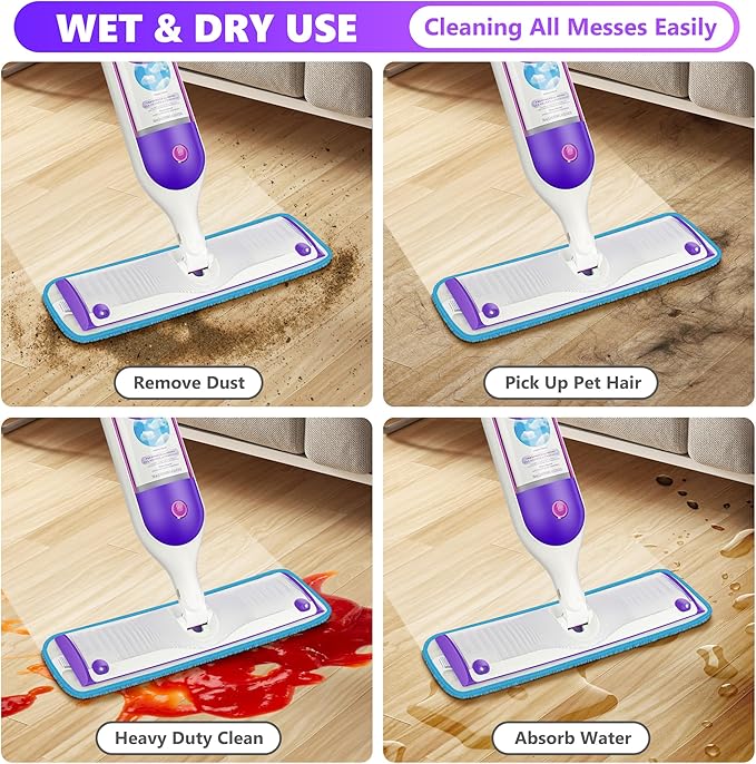 6 Pack Reusable Mop Pads Compatible with Swiffer PowerMop, Wood Floor Pads Microfiber Mop Replacement Refills Machine Washable for All Floor Surfaces