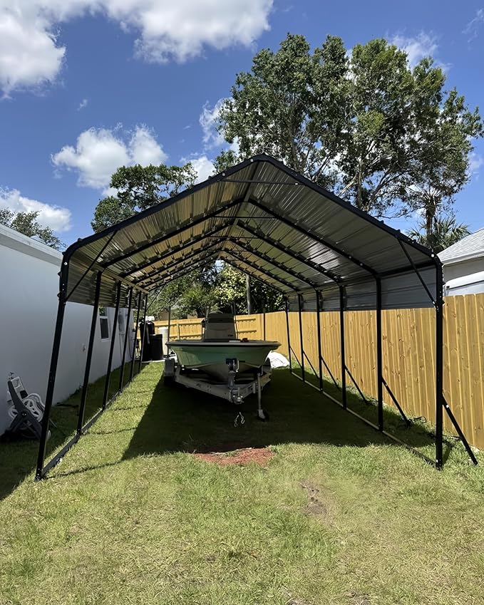 GarveeLife 13x26x11 Ft Oversized Metal Carport, Steel Heavy Duty Car Ports for All-Weather, Tall Carport for Full-Size Pickup Trucks, Boats, and Tractors