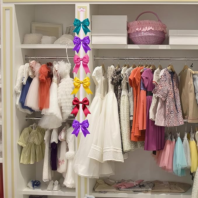 NICENEEDED 8Pcs 96cm Long Bow Holders, Hair Bows Organizer Headband Hair Accessories Organizer, Display Wall Hanging for Decors