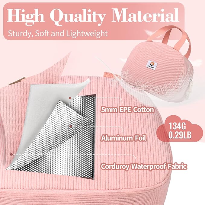 Lunch Box Lunch Bag for Women Girls Teens, Cute Lunch Box Cooler Bag, Portable Small Insulated LunchBox Reusable Corduroy Lunch Tote for Work/Travel/Picnic/School(Pink)