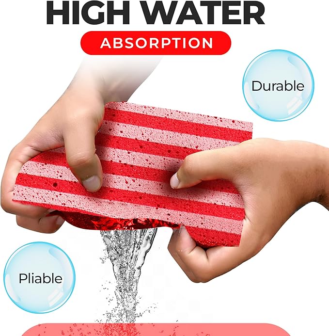 Multi-Purpose Sponges for Cleaning - USA 4 Pack, Large Sponges for Car Washing, Tile & Grout, All Purpose Cleaning