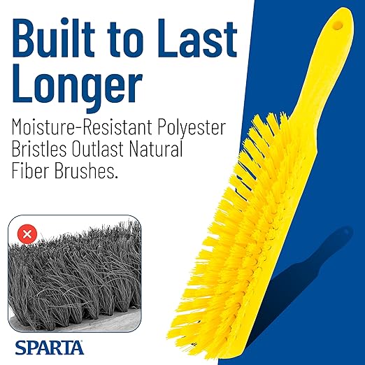 SPARTA Handheld Soft Counter Brush 8 Inch Bristle Span, Multi-Use Dust Brush with 5 Inch Handle for Tables, Countertops, and Delicate Surfaces, Polyester, Yellow