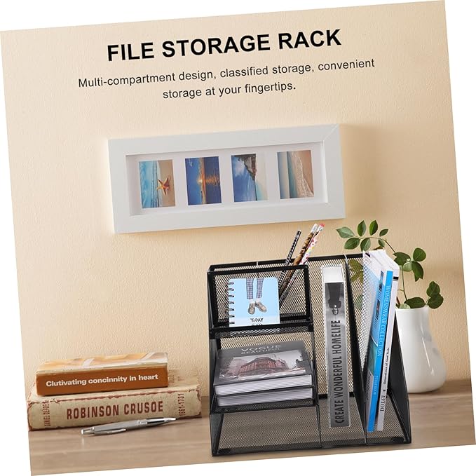 NUOBESTY Creative Multi-compartment Office Storage Rack Stylish Document Organizer for Desktop Material for Home Office Study Use Keeps Workspace Neat and Tidy