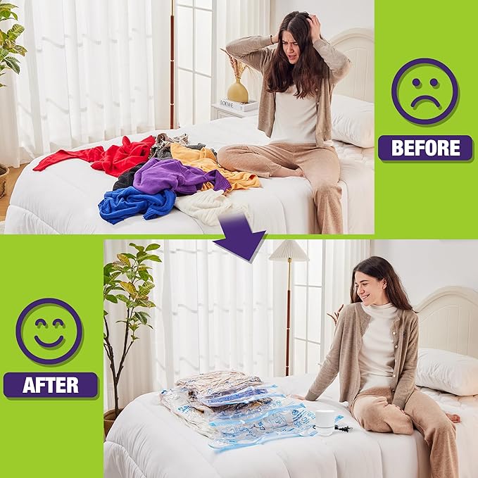 Vacuum Storage Bags with Electric Pump, Vacuum Seal Bags for Clothing, Pillows, Blanket Bedding Comforters, 20 pack