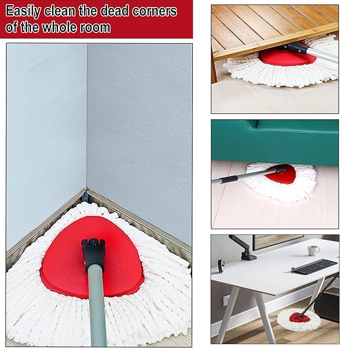 12 Pack Spin Mop Replacement Heads, 100% Microfiber Spin Mop Refill for Easy Wring Compatible with Triangle Spin Mop, 360 Degree Spinning Mop Replace Head for Floor Cleaning