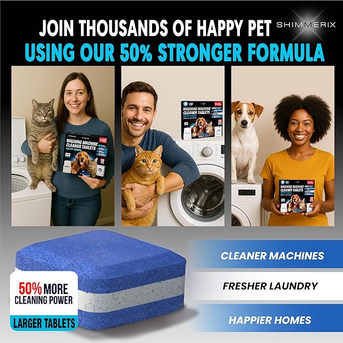 Washing Machine Cleaner New Ultra Pro Tablets 50% Stronger Formula for Pet - 28 Pack, HE Front & Top Load, Washer Deep Cleaning, Remove Tough Pet Hair, Odors, Residue & Grime, No Dander Build-up