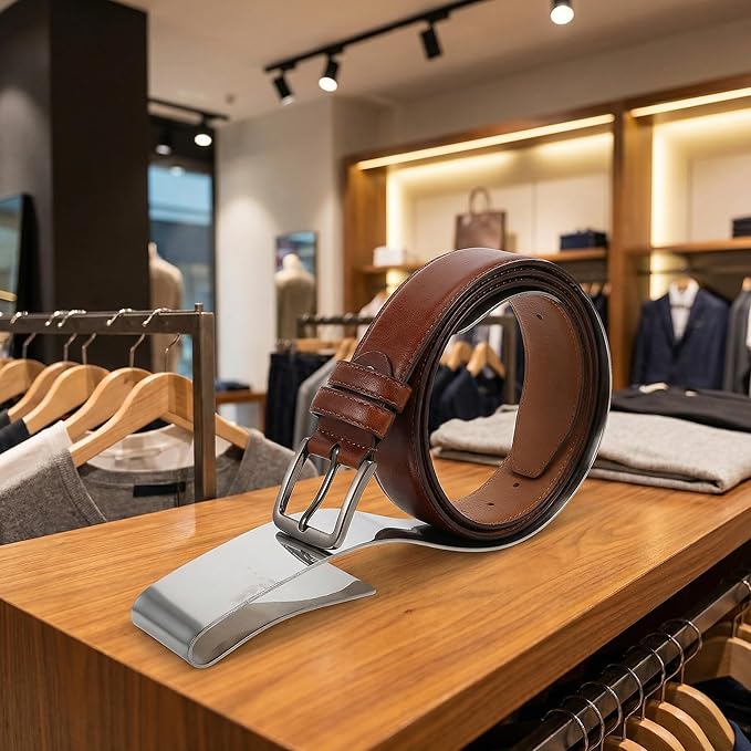 VALICLUD Metal Belt Display Stand S-Shaped Stainless Steel Belt Organizer Rack for Retail Store Countertop Wardrobe Accessory Display