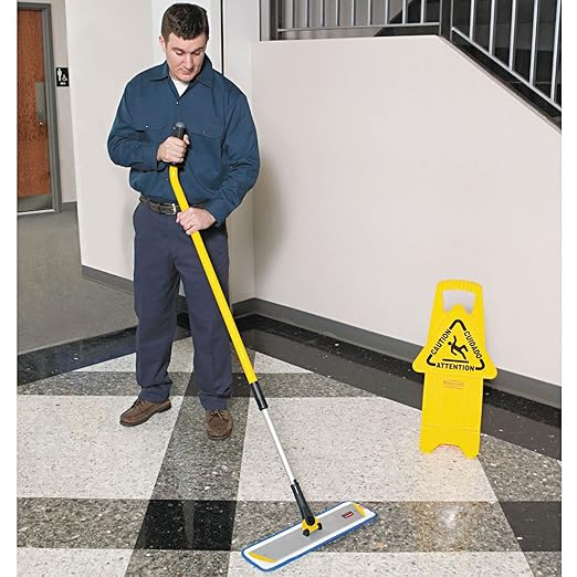 Rubbermaid Commercial Products HYGEN Quick-Connect Ergonomic Extension/Extendable Handle/Stick, 48"-72", Yellow, for Janitorial/Professional Microfiber Floor Cleaning/Mopping