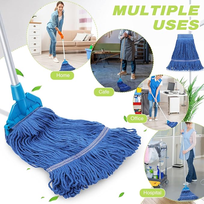 20 Pcs Commercial Mop Head Replacements Bulk, 29 Inch Blue Microfiber Looped End Heavy Duty Mop Heads Cotton String Washable Floor Mophead Refills for Commercial Industrial Home Cleaning