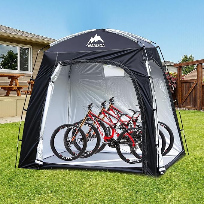 Bike Storage Tent, 82*52*71 In Outdoor Portable Storage Tent,Made of 210D Oxford Cloth PU4000mm Waterproof Fabric, Storage Shed for 2-4 bike, Motorcycles,Garden Tools,Lawn Mower,Various Tools