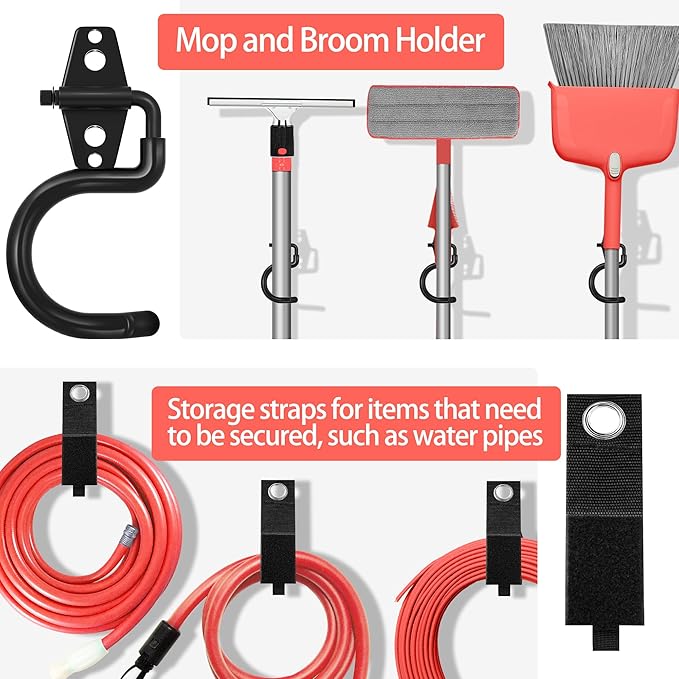 28 Pack Garage Hooks Heavy Duty - Garage Storage and Organization Ladder Hooks with Non Slip PVC Coating for Hanging Bike，Ladder，Garden Tools，Hose