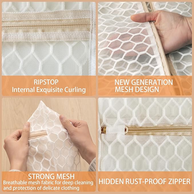 3 Pack Laundry Bag, Durable Big Honeycomb Mesh Laundry Bags Suitable for Delicate Clothes Washing 19.6 x 15.7 Inches (3 Large)