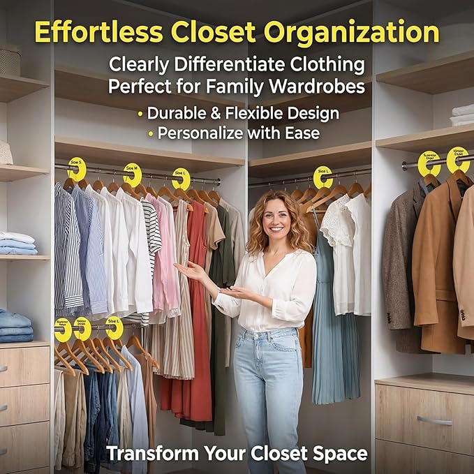 Sukh Closet Dividers 30pcs - Plastic Clothes Organizer Shelf Tags Labels for Clothing Rack Wardrobe Store Warehouse Nursery Must Haves Boutique Supplies Sturdy Durable Flexible No Burrs (Yellow)