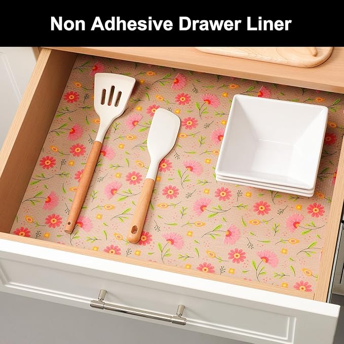 Cooyes Shelf Liner – Premium Non-Adhesive Cabinet & Drawer Liner for Kitchen – Waterproof Shelf Paper with Modern Pattern – Durable EVA Cabinet Mat – Easy to Cut （12" W x 120" L）
