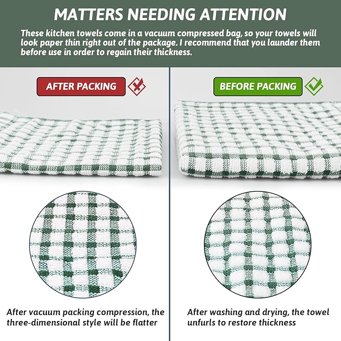 Nialnant 8 Pcs Kitchen Dish Cloths,100% Cotton Soft Absorbent Quick Drying Dish Rags for Kitchen,Washing Dishes,Cleaning rags-11 x 11In