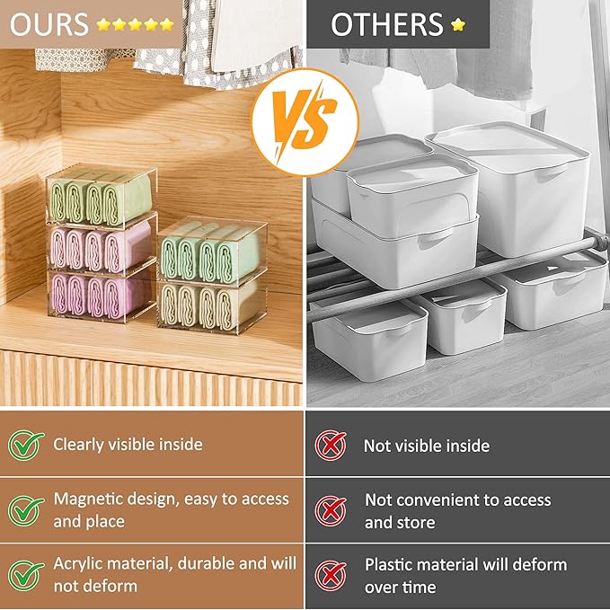 5 Layers Clear Square Acrylic Belt Organizer for Closet, Belt Holder for Accessories, Scarves, Ties, Jewelry, Bracelets-Space-Saving Storage Solution