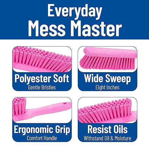 SPARTA Handheld Soft Counter Brush 8 Inch Bristle Span, Multi-Use Dust Brush with 5 Inch Handle for Tables, Countertops, and Delicate Surfaces, Polyester, Pink
