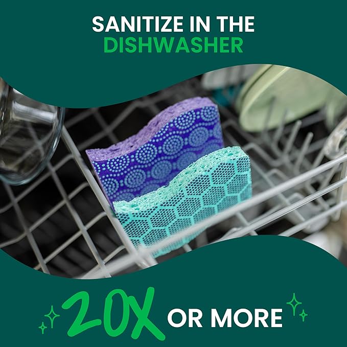 Scotch-Brite Odor Resist Heavy Duty Scrub Sponge,Dishwasher-Safe Kitchen sponges for Serious Scrubbing,Multipurpose Dish Sponge for Stuck-On Messes,6 Scrubbing Sponges,(Pack of 4)