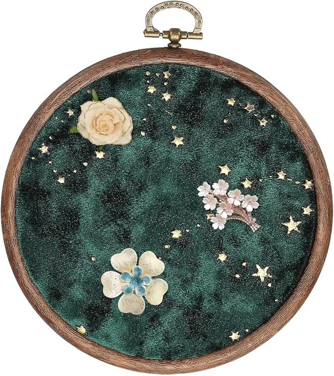 uxcell Round Pin Display Board, Velvet Wall Hanging Brooch Jewelry Display Stand Storage Holder for Enamel Pins Badges Brooches Jewelry, Star & Moon, Dark Green