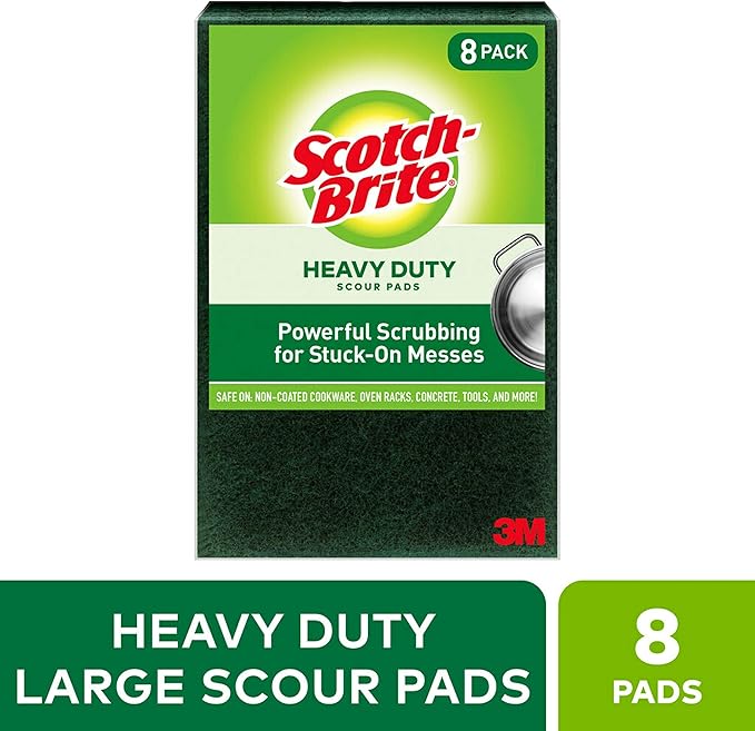 Scotch-Brite Heavy Duty Large Scour Pads, Scouring Pads for Kitchen and Dish Cleaning, 8 Pads (Pack of 4)