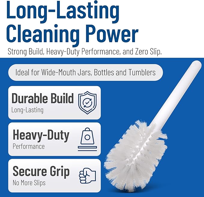 SPARTA 367600TC02 Plastic Household Dish Brush, Dish Brush, Dish Scrub Brush With Lightweight and Break Resistant for Cleaning, 11 Inches, White, 2.5" Width x 2.75" Height (Pack of 6)