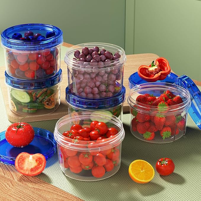 Freezer Storage Containers, [6 Pack-24 Oz] Airtight Plastic Food Storage Containers with Twist Top Lids, Soup, Meal Prep Containers | BPA Free | Stackable | Leakproof | Microwave/Dishwasher Safe