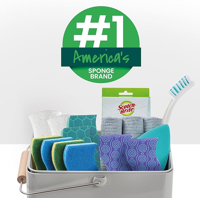 Scotch-Brite Zero Scratch Scrub Sponges, 6 Kitchen Sponges for Washing Dishes and Cleaning The Kitchen and Bath, Non-Scratch Sponge Safe for Non-Stick Cookware (Pack of 2)