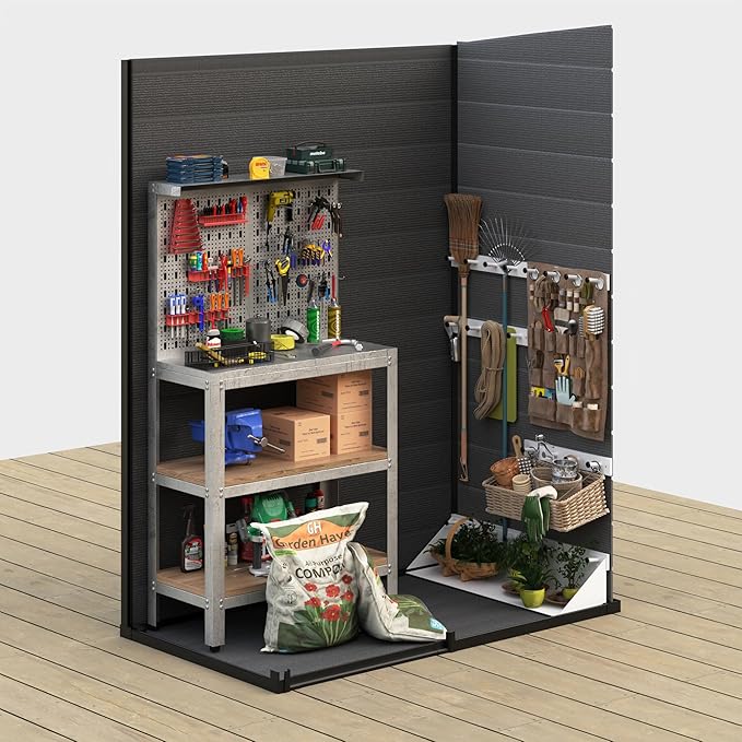 UDPATIO Outdoor Storage Shed 5x3 FT, Plastic Garden Shed for Bike, Garbage Can, Tool, Outside Sheds & Outdoor Resin Shed with Lockable Door for Backyard, Patio, Lawn, Dark Grey