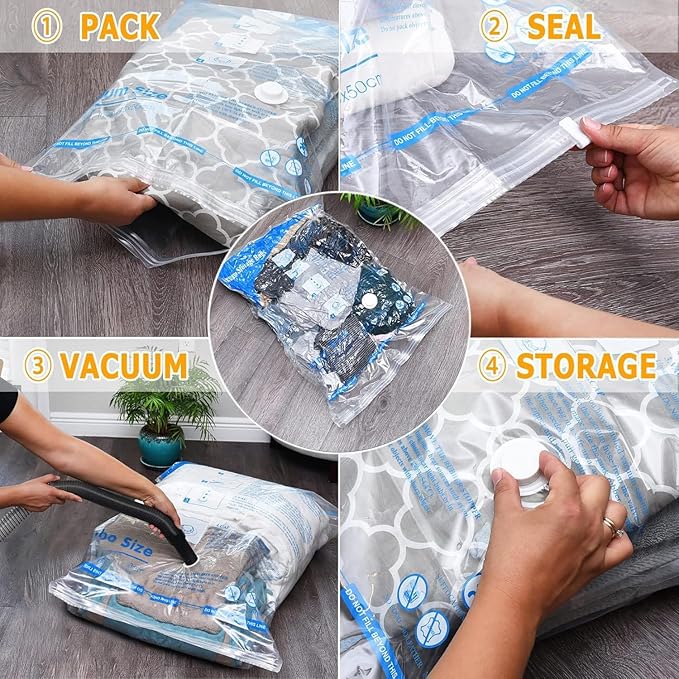 MEIQIHOME Vacuum Storage Bags, Space Saver Sealer Bags,Vacuum seal bags for clothing, Pillows, Comforters, Blankets, Bedding,10 Jumbo