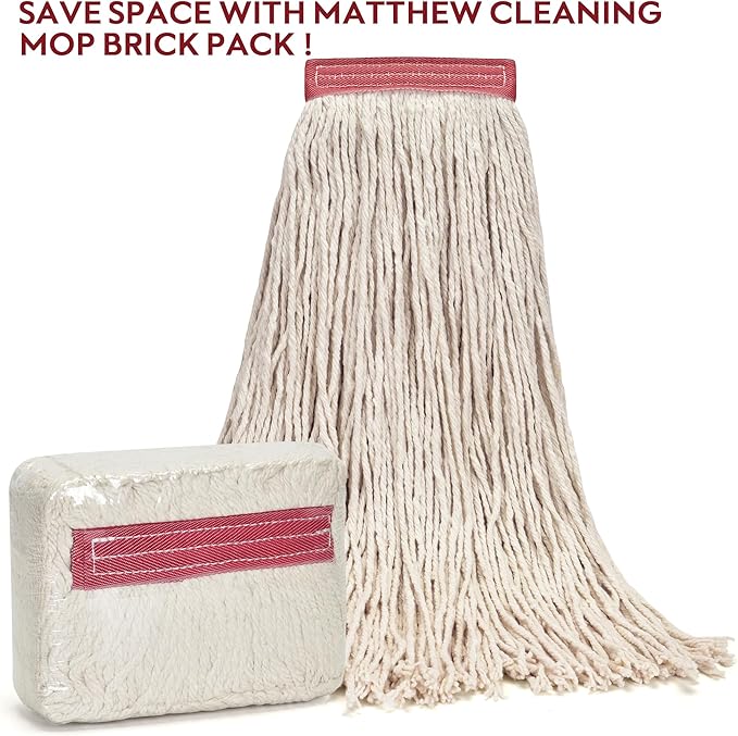 Matthew Cleaning 20oz 12Pack Cotton Mop Head Replacement,Looped-Open String Heavy Duty String Mop Refills,Universal Headband Blend,Floor Cleaning for Home, Industrial and Commercial Use(White)