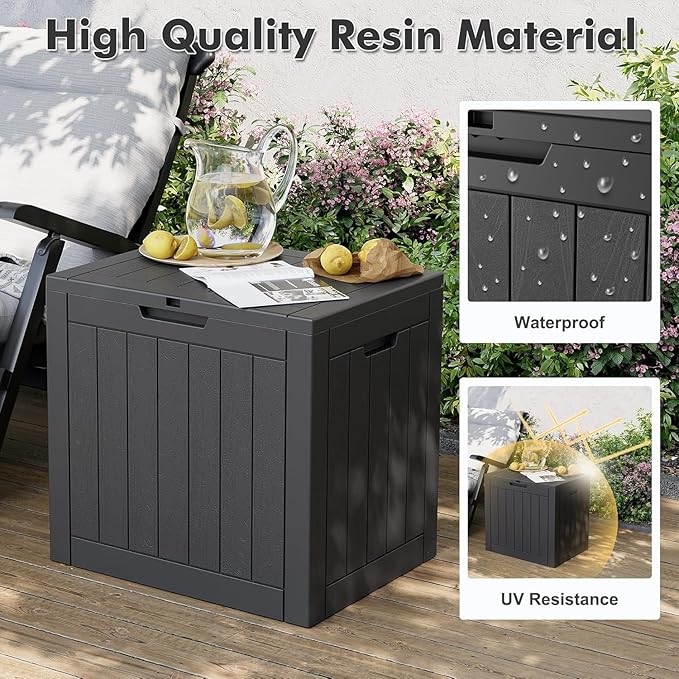 32 Gallon Outdoor Storage Box, Resin Deck Boxes Outdoor Waterproof For Patio Furniture, Garden Tools, Pool Supplies, Lockable And UV Resistant (a Set of 2,Striped Black)