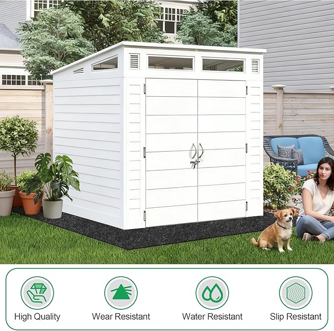 ToLanbbt Outdoor Storage Shed Floor Mat, 14 x 10 FT Waterproof Carport Mat, Washable Furniture Pad with Non Slip Backing for Dust, Oil, Protection, Storage Shed Not Included
