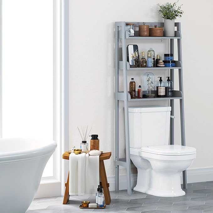 UTEX Over Toilet Bathroom Organizer, 3-Tier Above Toilet Storage Shelf Rack, Bathroom Shelves Over Toilet (Gray)
