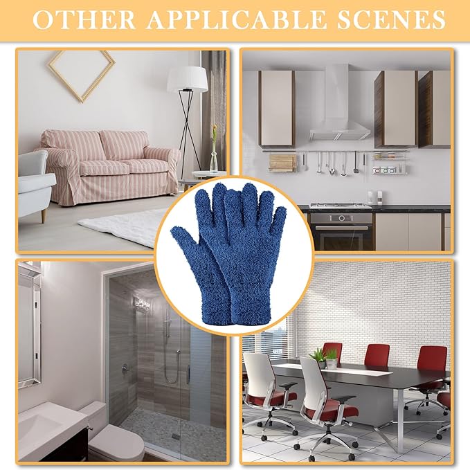 Patelai 3 Pairs Microfiber Plant Dusting Gloves Leaf Cleaning Gloves for Indoor Plants, Blinds, Furniture, House (Small,Black, Navy, Yellow)