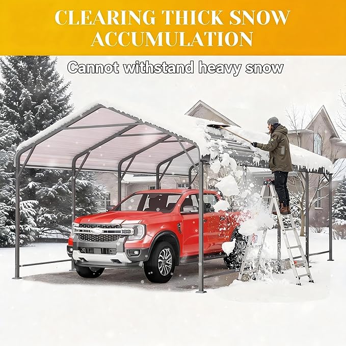 12' x 20' Metal Carport, Heavy Duty Canopy with Updated Roof & Enhanced Base, Multi-Use Carport Garage for Car, Truck, Boat, Tractors, Party, Grey