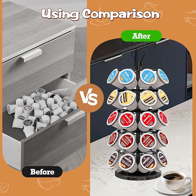40 Pods Capacity Very Easy Assembly K Cup Holders,K Cup Holder, K Cups Holder,K Cup Carousel, Coffee Pods Holder Storage Organizer Stand