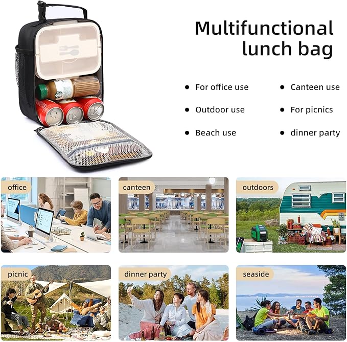 Lunch box Lunch bag for men women Insulated Lunchbox Lunch bags for Work Picnic Travel (Thicken light purple)