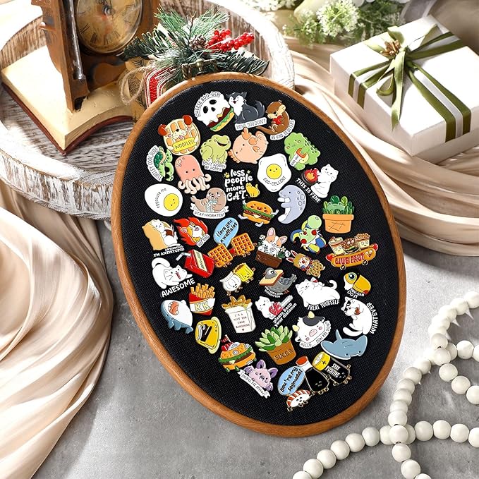 Pin Display Board Fabric Enamel Pin Boards Wall Hanging Brooch Earrings Necklace Jewelry Holder Organizer Display Storage for Home and Holiday(Black,11.4" X 8.6",1)