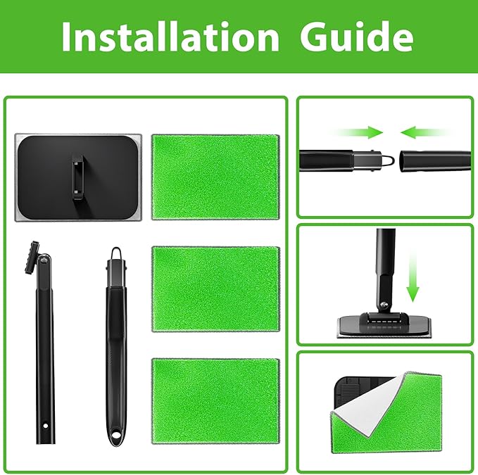 desin Car Windshield Cleaning Tool, Windshield Cleaner with 5 Washable and Reusable Microfiber Pads and Extendable Handle, for Auto Glass Wiper