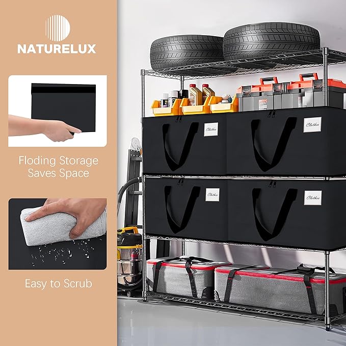 Heavy Duty Moving Bags - Extra Large Packing Bags and Storage Totes, Collapsible and Foldable Option for Moving and Storage, Multicolored, 93 L - 6 Pack