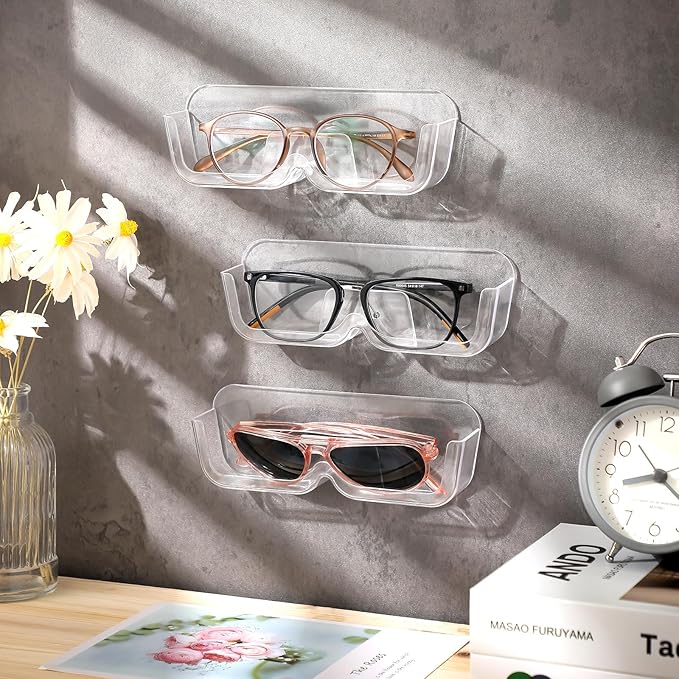 6 Pcs Sunglasses Wall Organizer Plastic Sunglasses Holder Display Stand Eyeglasses Storage(Clear)