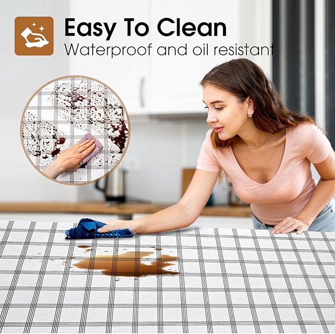 Beautysaid Shelf and Drawer Liner for Kitchen Cabinet, Non Adhesive Non Slip Shelf Paper Waterproof Washable Thickened for Dresser Pantry Shelve Bathroom Protector Liner(Plaid,23.6 in x 10 FT)