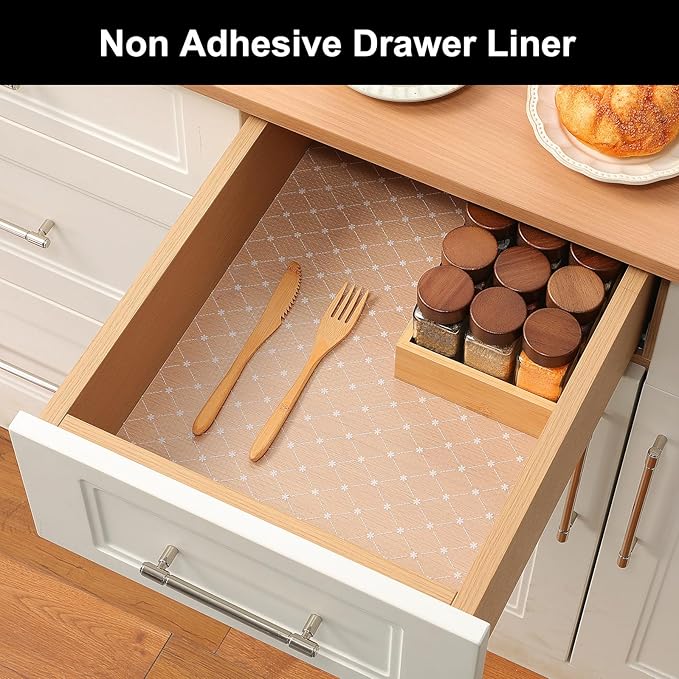 Cooyes Shelf Liner – Premium Non-Adhesive Cabinet & Drawer Liner for Kitchen – Waterproof Shelf Paper with Modern Pattern – Durable EVA Cabinet Mat – Easy to Cut （24" W x 120" L）