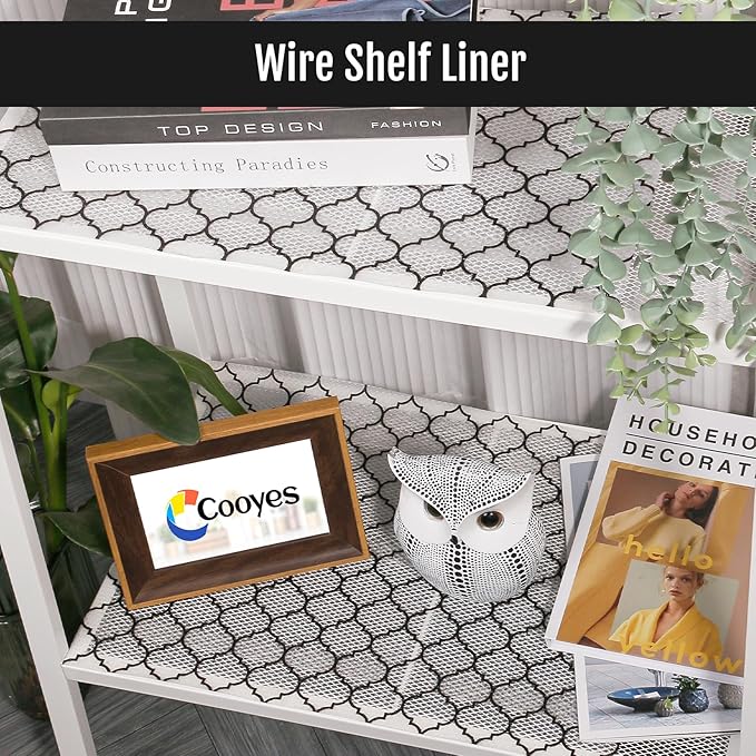 Cooyes Shelf Liner, Non Adhesive Drawer and Cabinet Liner, EVA Washable Oil-Proof Shelf Paper for Kitchen Cabinets, Refrigerator, Storage, Desks with Modern Pattern