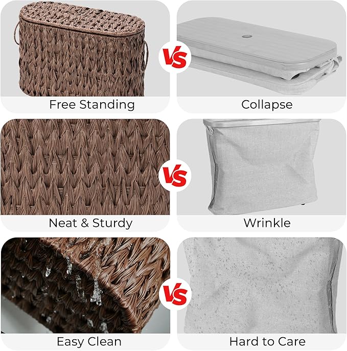 GRANNY SAYS Toilet Paper Storage Basket with Lid, Woven Toilet Paper Holder, Waterproof Bathroom Organizers and Storage, Wicker Basket for Bathroom Storage, Brown