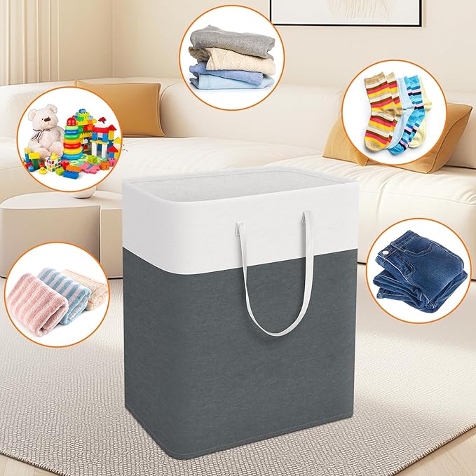laundry basket 3-Pack, laundry hamper, Hamper with handles, collapsible laundry baskets, Waterproof dirty clothes hamper, Towel Storage for Home or Dorm, 100L-Grey