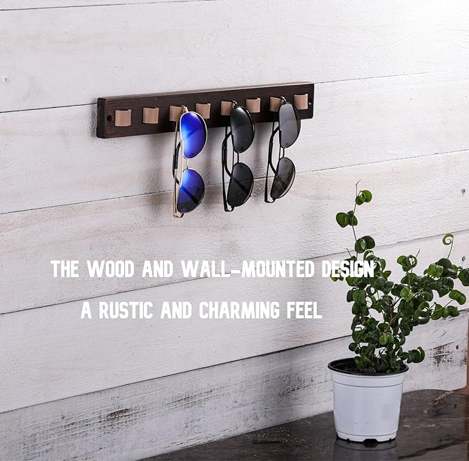 Gifts for Men Sunglass Organizer Wall Mounted Sunglasses Rack Wood Sun Glasses Holder for Multiple Glasses Hanger Storage Unique Birthday Gifts for Husband Dad